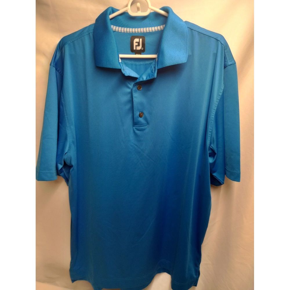 Footjoy Men Large Polo Shirt Stretch Golf Lightweight Blue Solid‎ FJ